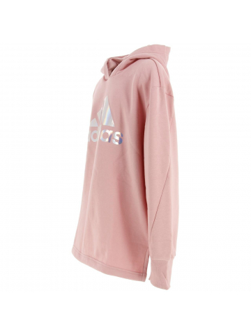 Sweat à capuche logo argenté rose fille - Adidas
