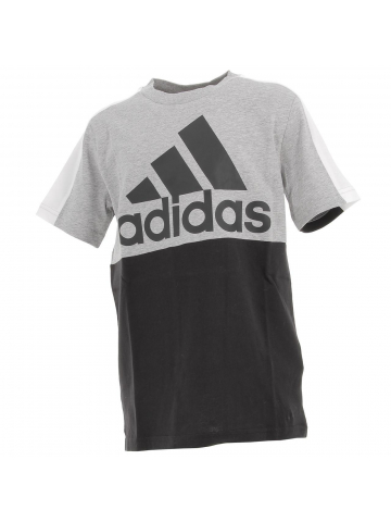 T-shirt sport 3 bandes gris garçon - Adidas