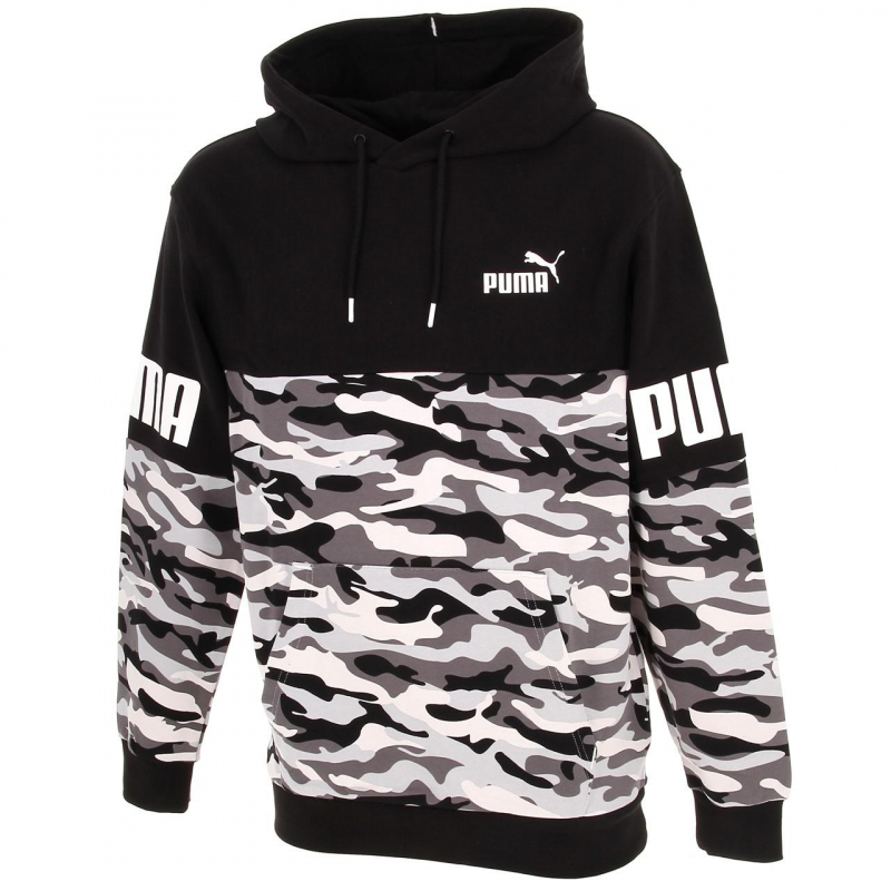 Sweat à capuche power camo noir homme - Puma