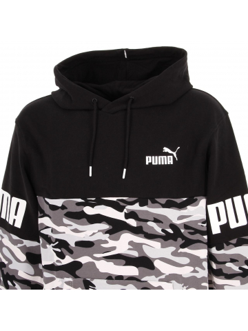 Sweat à capuche power camo noir homme - Puma
