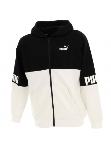 Sweat à capuche zippé power noir/blanc enfant - Puma