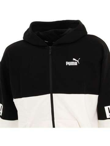 Sweat à capuche zippé power noir/blanc enfant - Puma