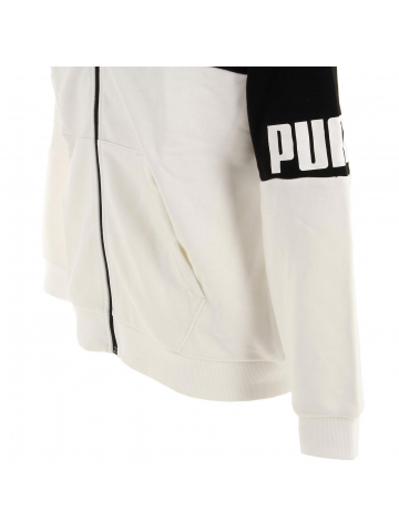 Sweat à capuche zippé power noir/blanc enfant - Puma