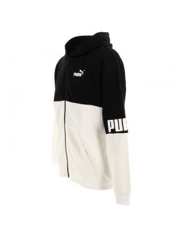 Sweat à capuche zippé power noir/blanc enfant - Puma