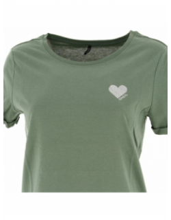 T-shirt kita life coeur vert kaki femme - Only