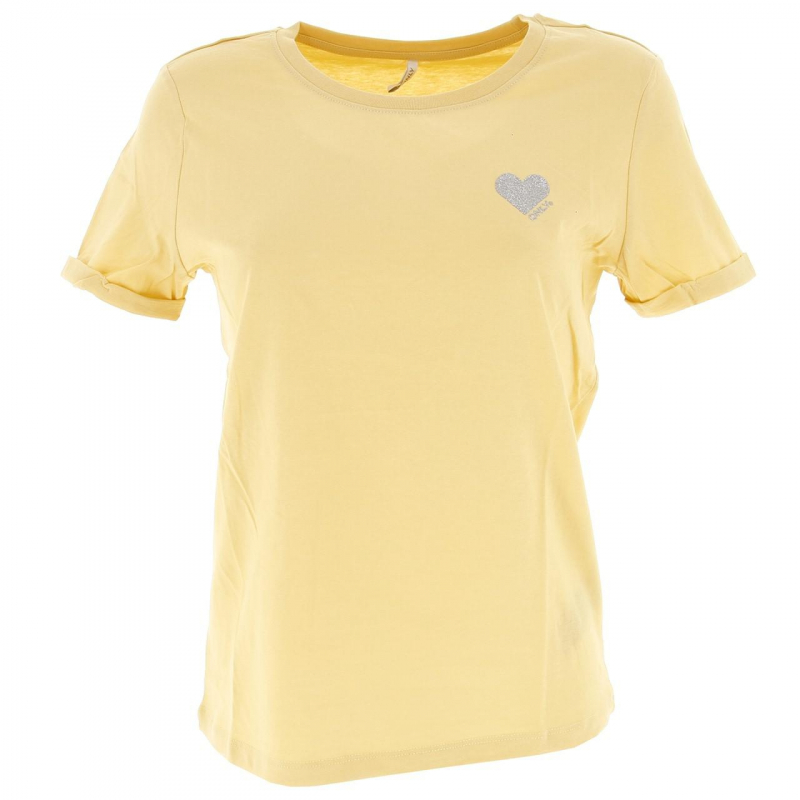 T-shirt kita life coeur jaune pâle femme - Only