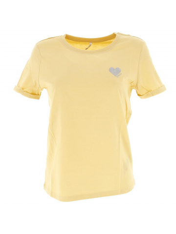 T-shirt kita jaune pâle femme - Only