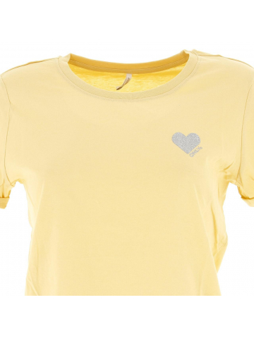T-shirt kita life coeur jaune pâle femme - Only