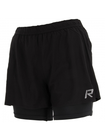 Short de running 2 en 1 malaha noir femme - Rukka