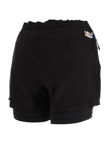 Short de running 2 en 1 malaha noir femme - Rukka