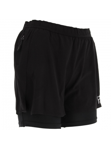 Short de running 2 en 1 malaha noir femme - Rukka