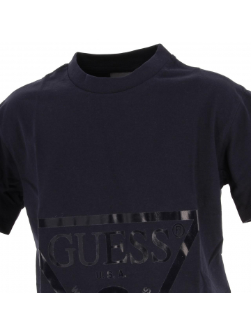 T-shirt crop bleu marine fille - Guess