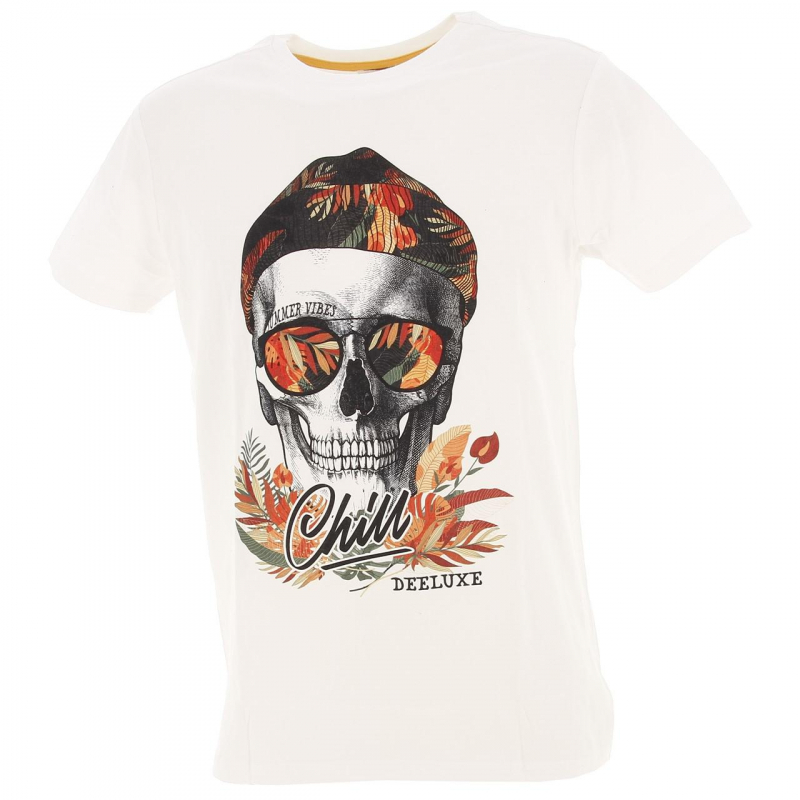 T-shirt jek natural skull écru homme - Deeluxe
