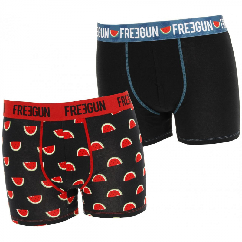 Pack 2 boxers coton bio act2 noir homme - Freegun