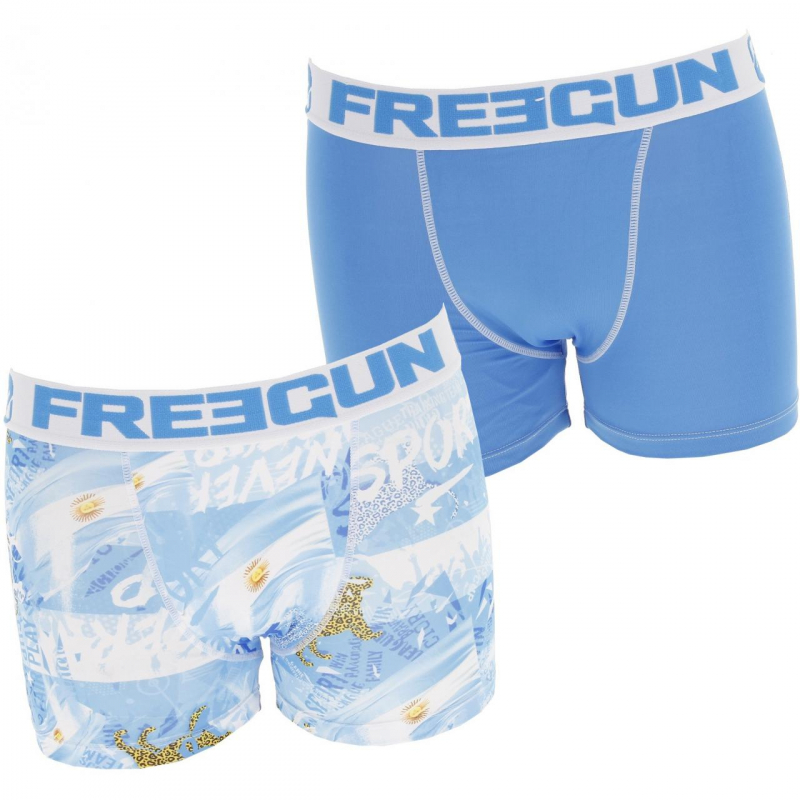 Pack 2 boxers coupe du monde bleu garçon - Freegun