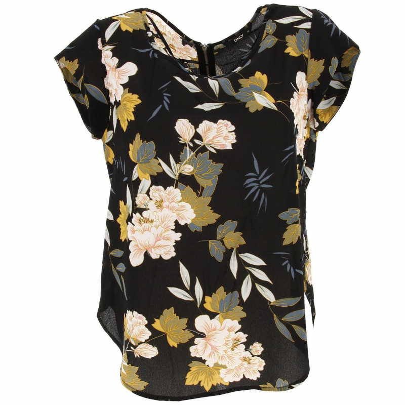 T-shirt vic flower noir femme - Only