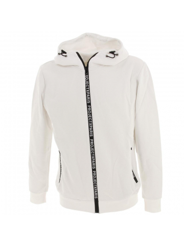 Sweat à capuche zippé logo blanc homme - Projet X Paris